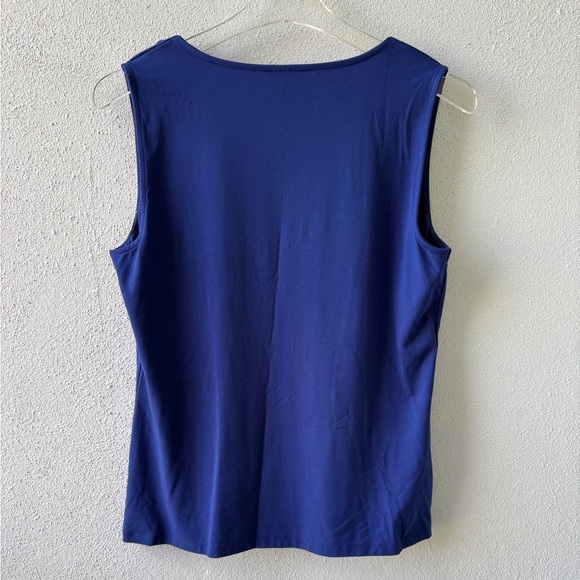 Talbots Size M Cobalt Blue Ruffle Tank Top Closet Basic Career Teacher Office - Picture 3 of 6